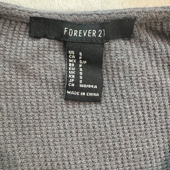 Gray Lace-Up Ribbed Short Sleeve Bodycon Mini Dress Size S Forever 21 - Picture 5 of 9